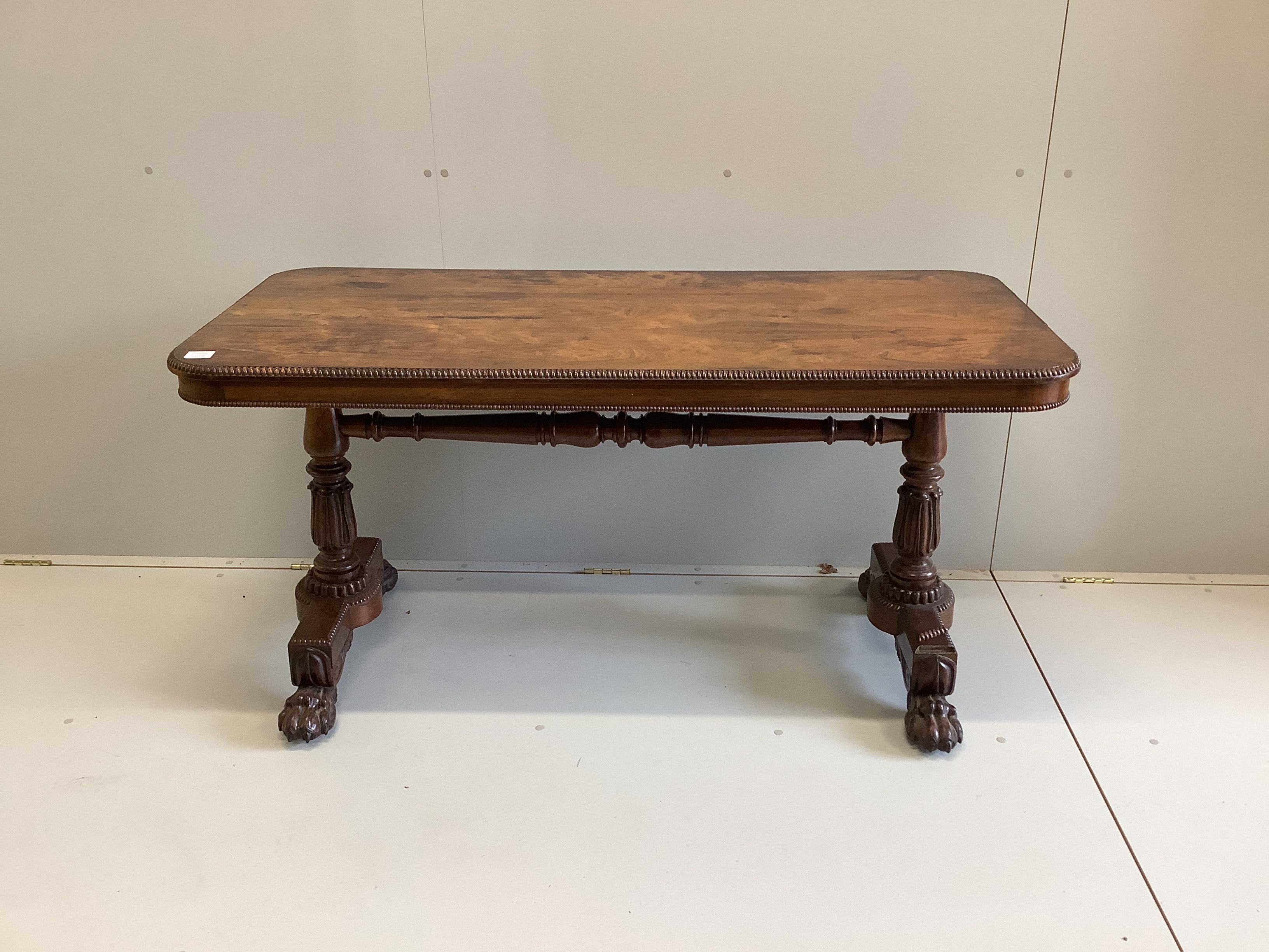 A William IV rosewood rectangular centre table, width 142cm, depth 65cm, height 72cm